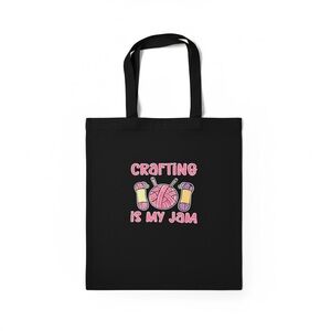 Crafting Is My Jam Black Tote Bag